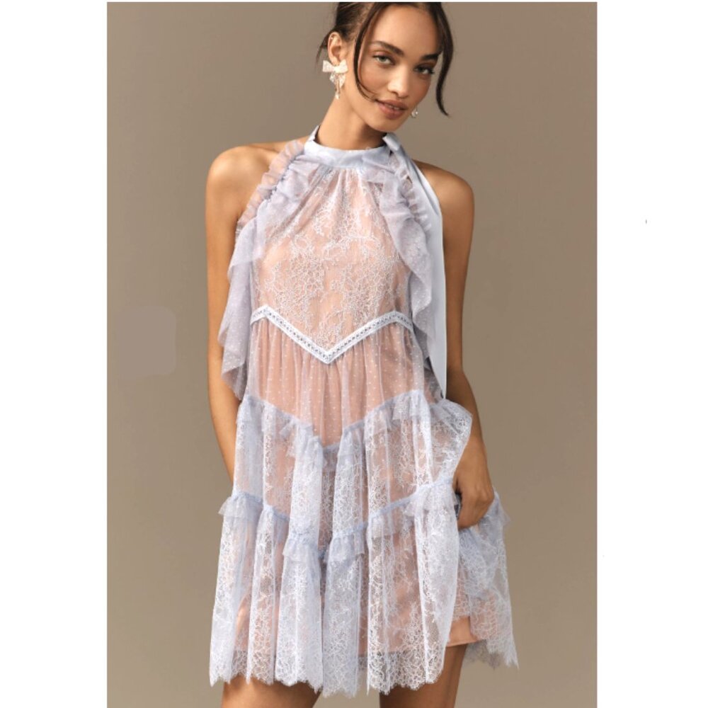 Brand New By Anthropologie Lace Halter Tunic Dress